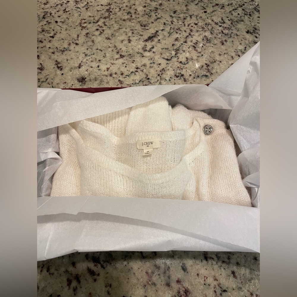 J.Crew Wool and mohair blend Cream Sweater with Button Detail size S - Picture 6 of 7